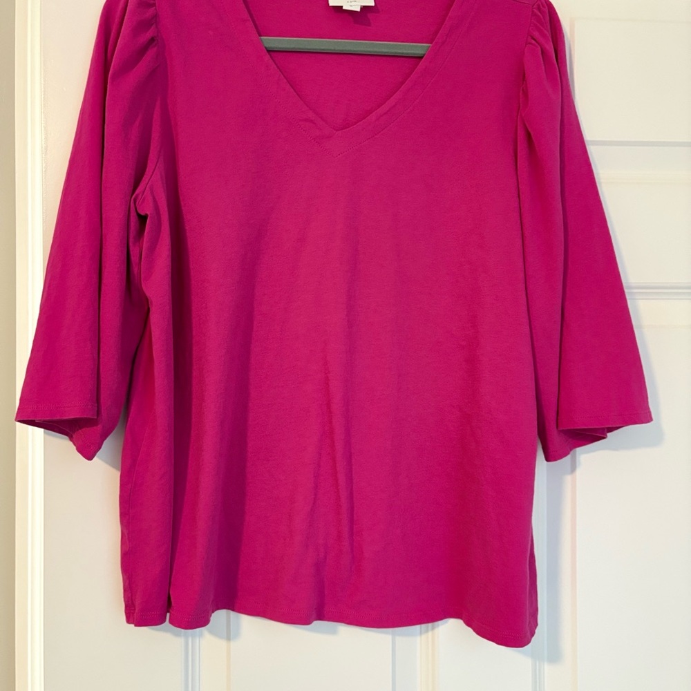 J. Jill Vibrant Pink V-Neck Long Sleeve Top